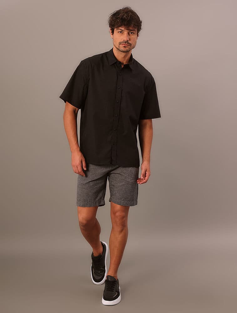Bermuda Chino Com Cadarço - Preto