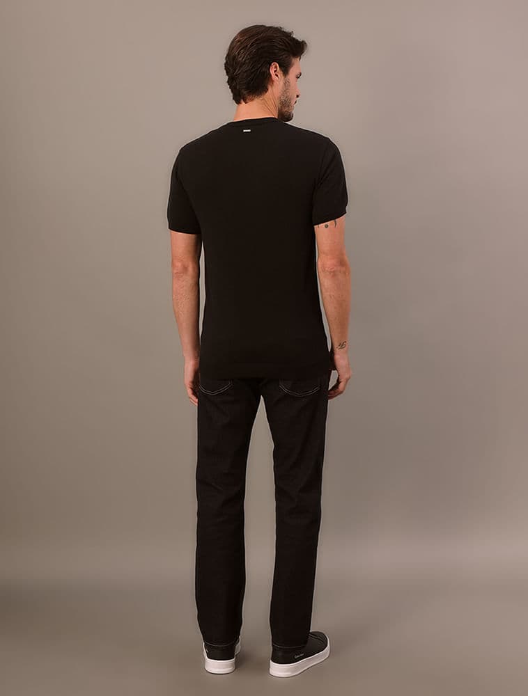 Camiseta Manga Curta Tricô - Preto, vista 2