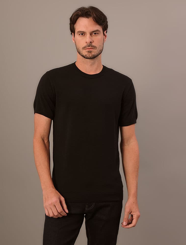 Camiseta Manga Curta Tricô - Preto