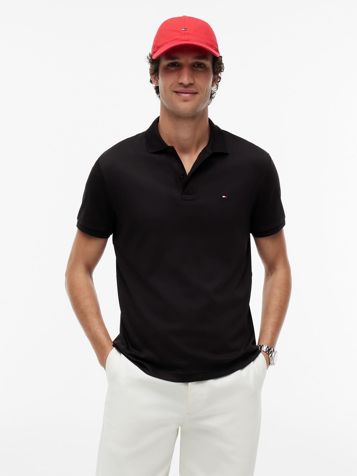 Polo Regular Bandeira Bordada - Preto