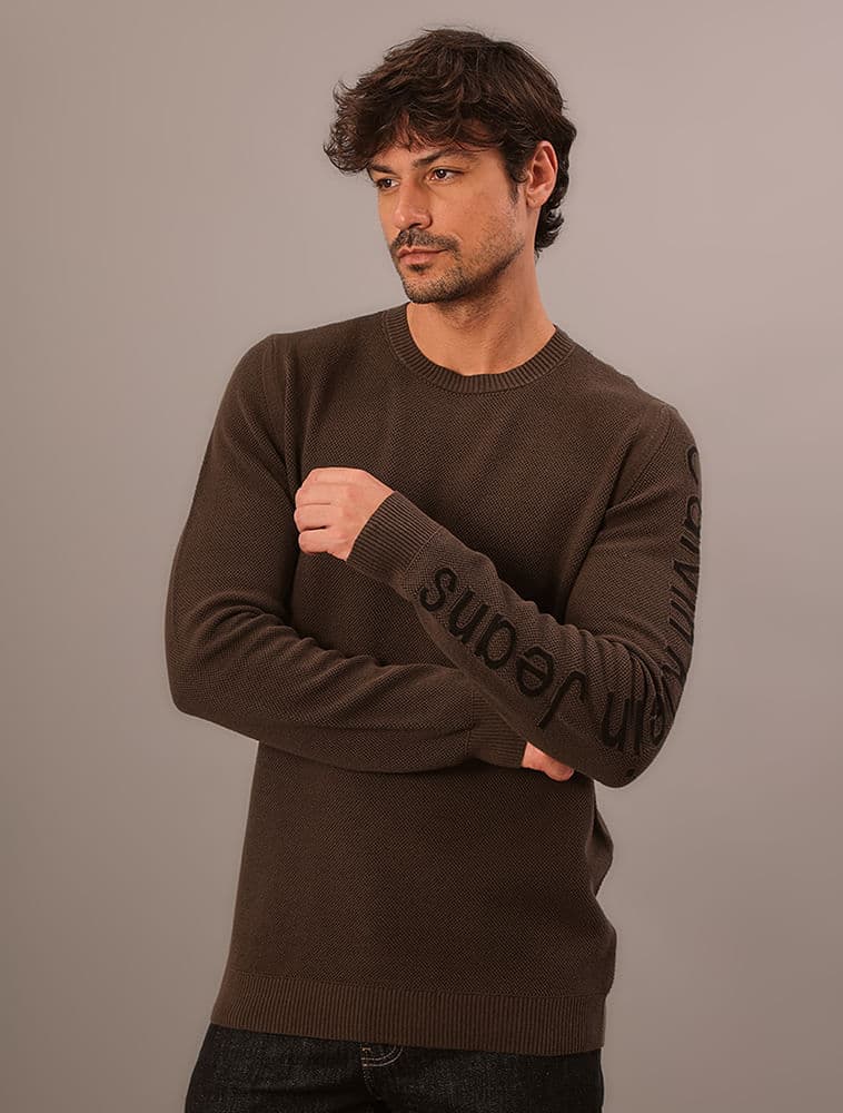 Suéter Tricot Com Logo Manga - Militar, vista 2