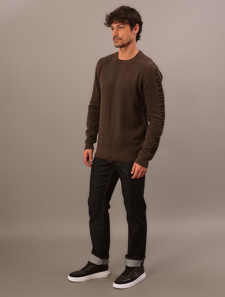 Suéter Tricot Com Logo Manga - Militar