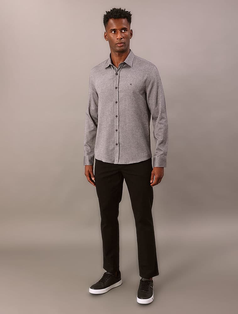 Camisa Manga Longa Regular Oxford Leve - Preto