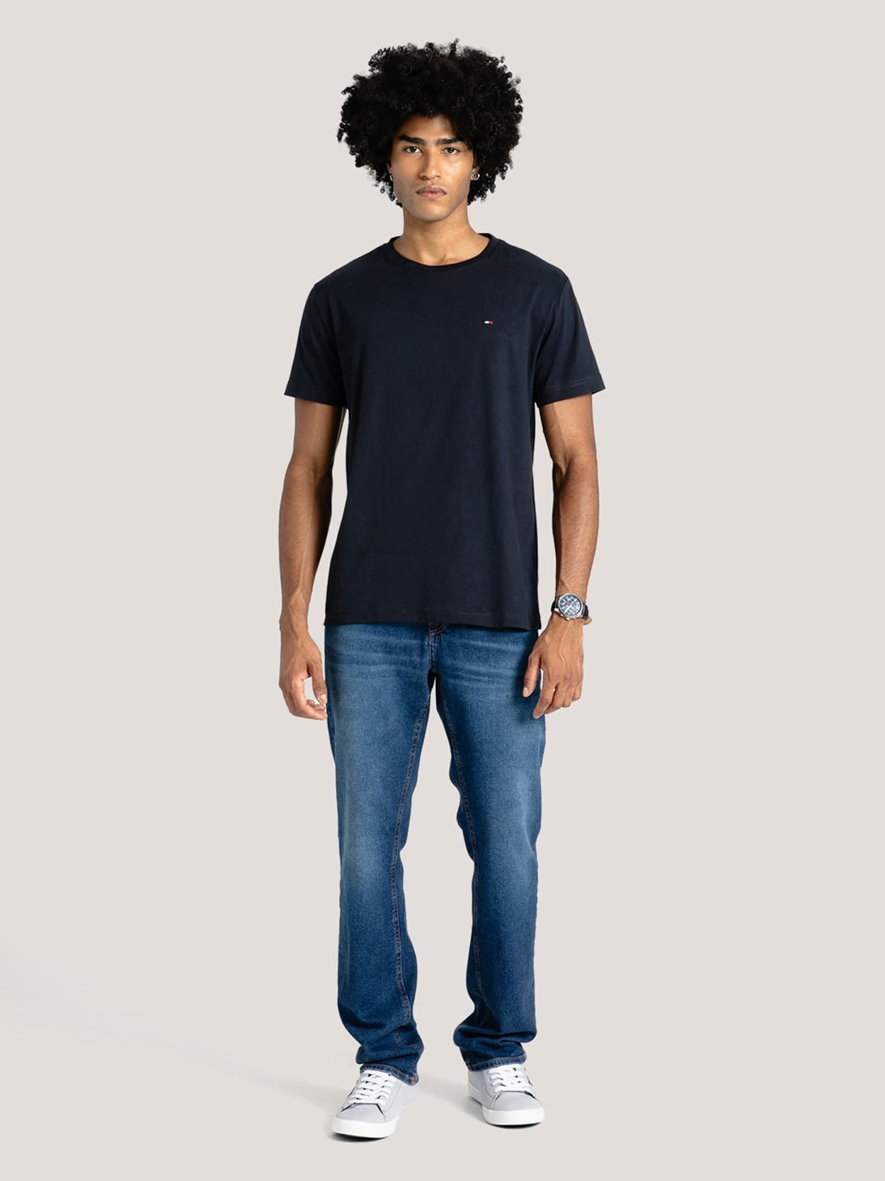 Camiseta Clássica Gola C - Azul Marinho, vista 2