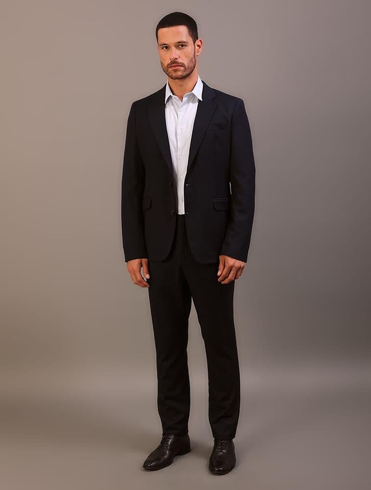 Costume Essentials Slim Abotoamento Simples - Azul Marinho