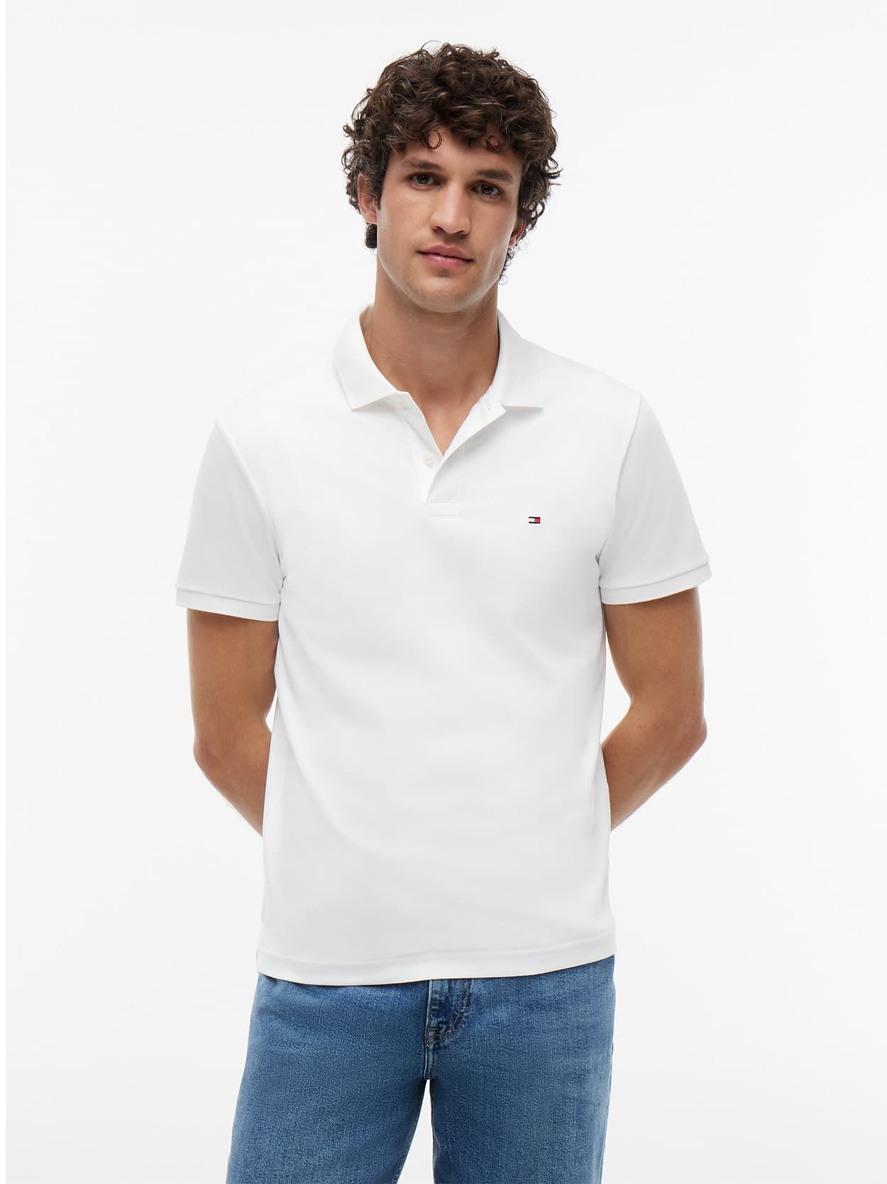 Polo Regular Bandeira Bordada - Branco