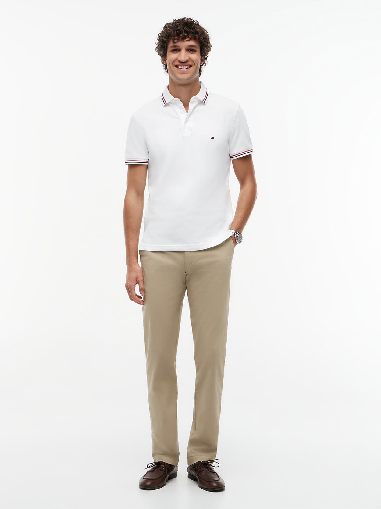 Polo Tipped Slim Fit - Branco, vista 2