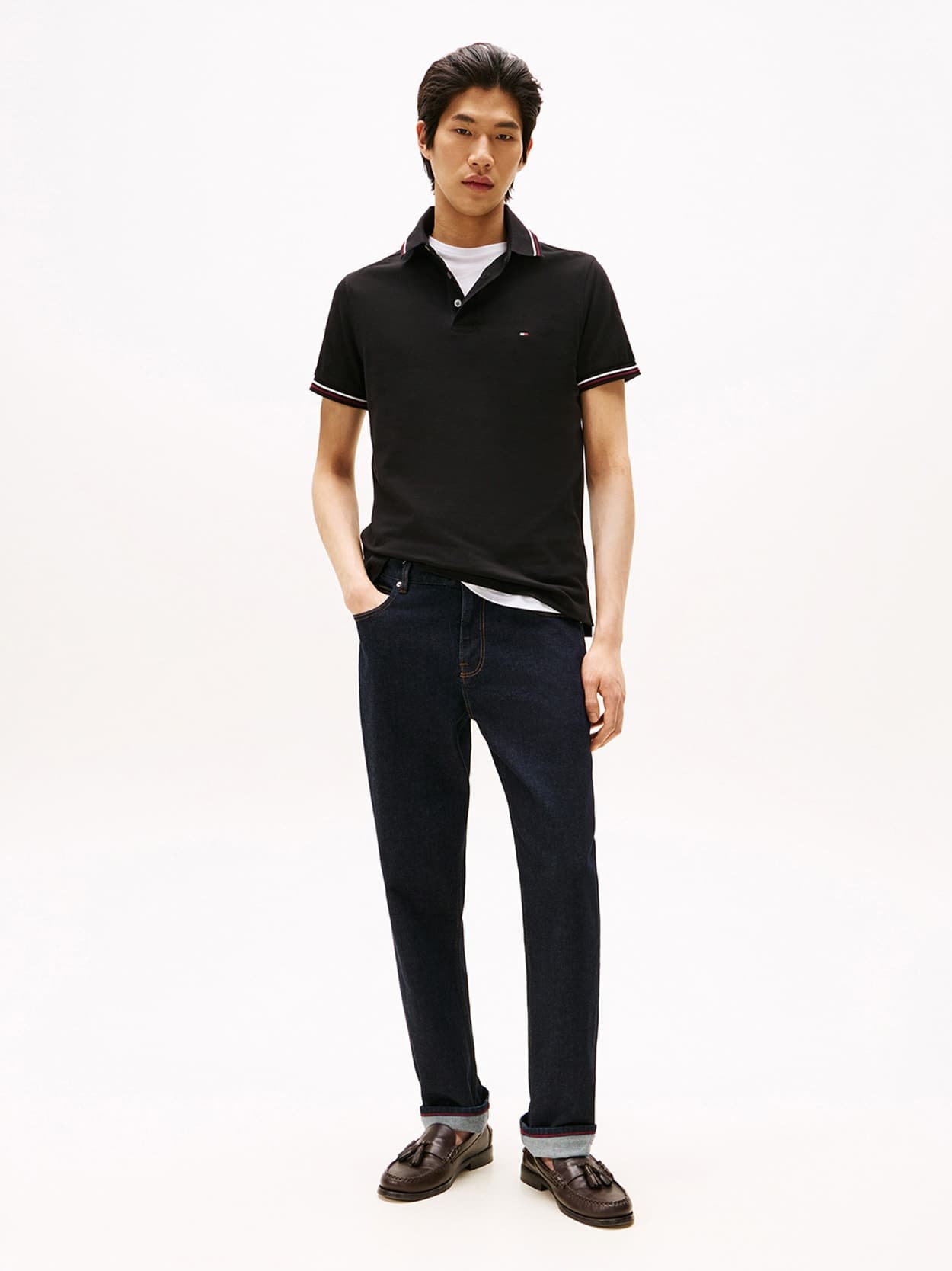 Polo Tipped Slim Fit - Preto, vista 2
